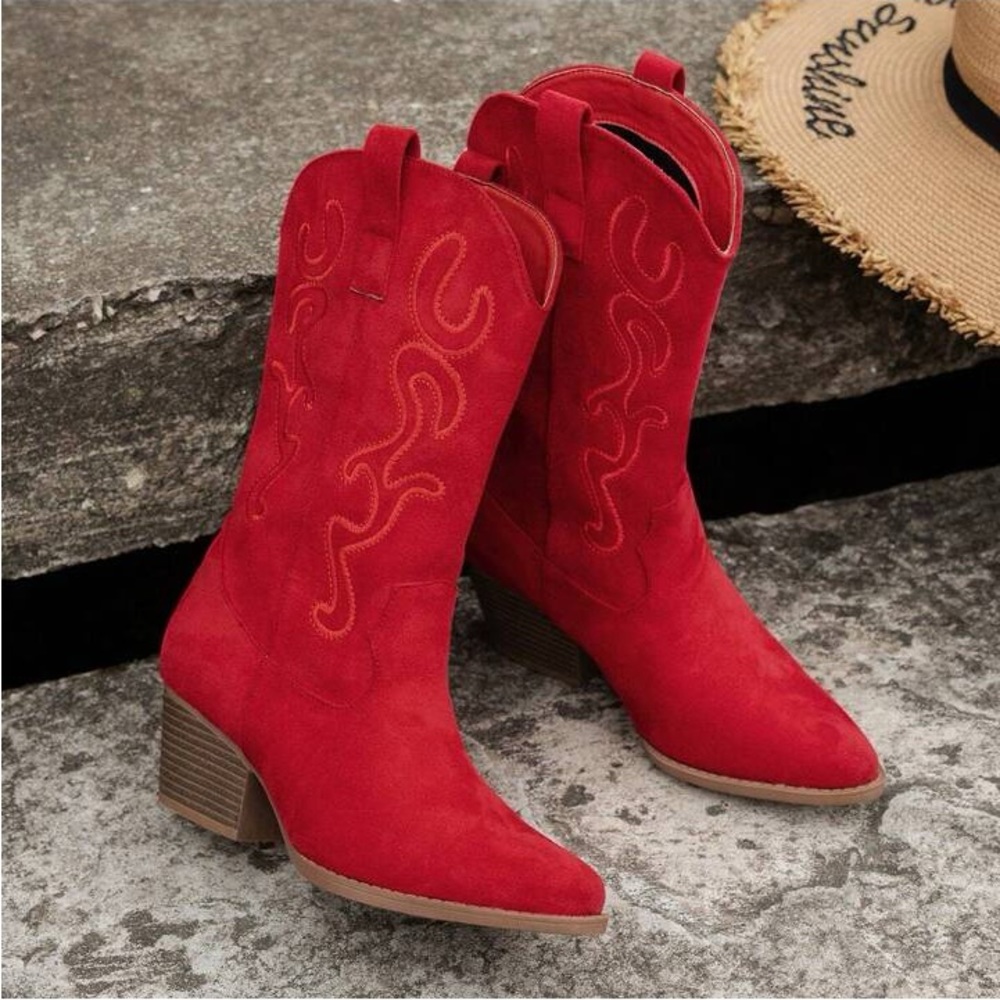 Western Embroidered Cowboy Fashion Boots - Picture 7 of 8